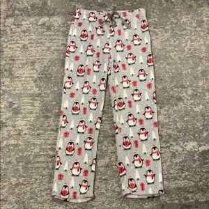 Penguin Pajama Pants - Gray and Red